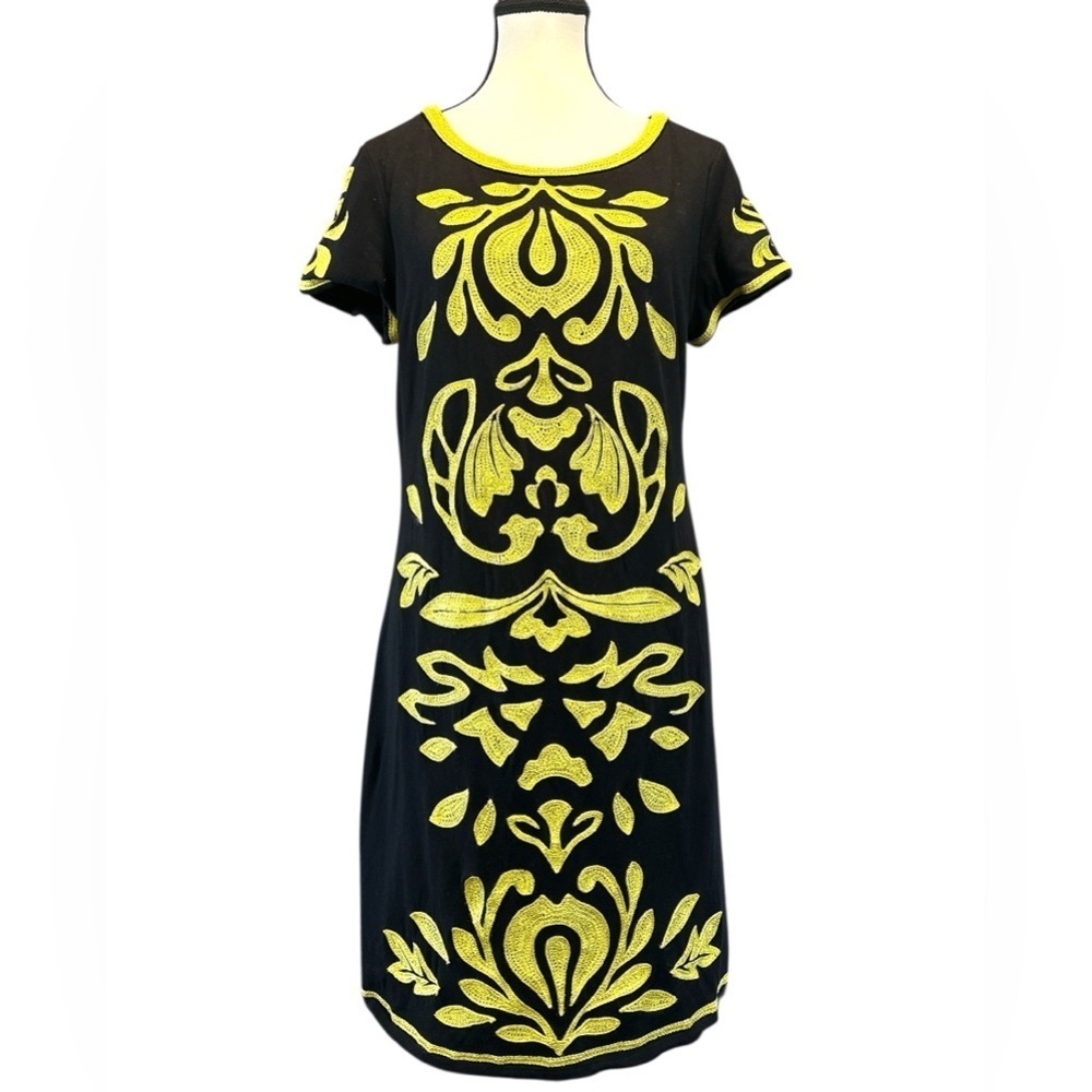 INC International Concepts Black and Yellow Sheath Mini Dress